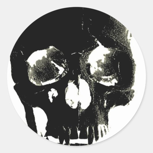 Sticker Rond Crâne noir - Image négative (Devant)