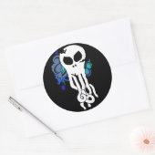 Sticker Rond Crâne octo bleu (Enveloppe)