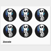 Sticker Rond Crâne octo bleu (Feuille)