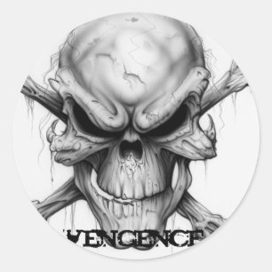 Sticker Rond crâne-os-croix-mal, vengeance
