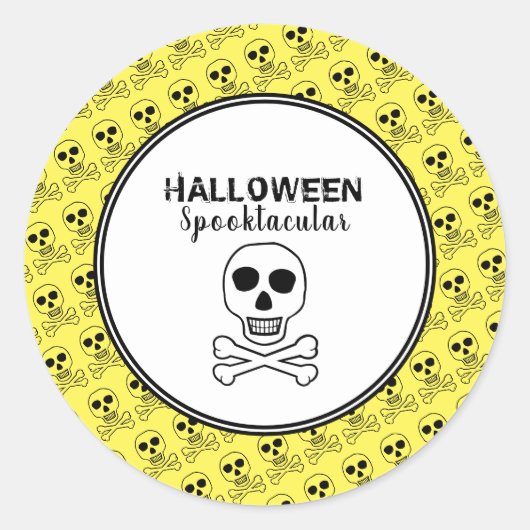 Sticker Rond Crâne & Os, Soirée Halloween (Devant)