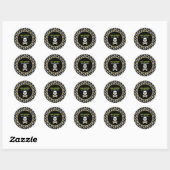 Sticker Rond Crâne & Os, Soirée Halloween Néon (Feuille)