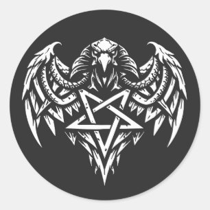 Sticker Rond Crâne Pentagramme Tribal par BurnsInhell