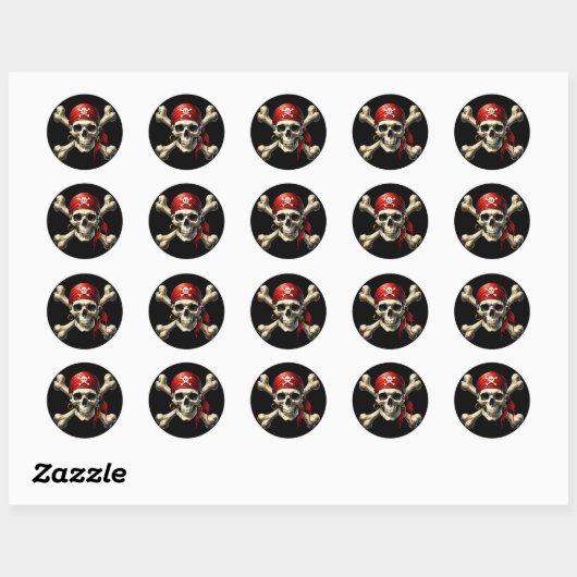 Sticker Rond crâne pirate (Feuille)
