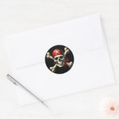 Sticker Rond crâne pirate (Enveloppe)