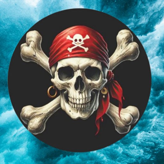 Sticker Rond crâne pirate