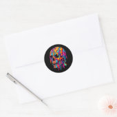 Sticker Rond Crâne psychédélique dynamique (Enveloppe)