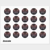 Sticker Rond Crâne robotique + ailes (Feuille)