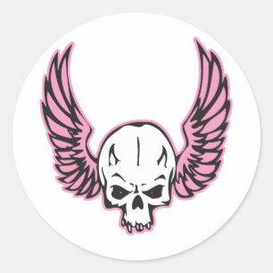 Sticker Rond crâne rose