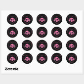 Sticker Rond Crâne rose dans le coeur (Feuille)