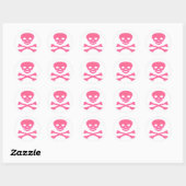 Sticker Rond Crâne rose et os croisés (Feuille)