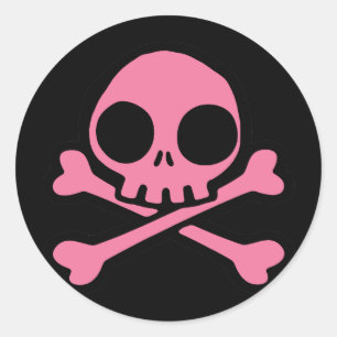 Sticker Rond Crâne rose mou