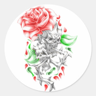 Sticker Rond crâne rose tribal