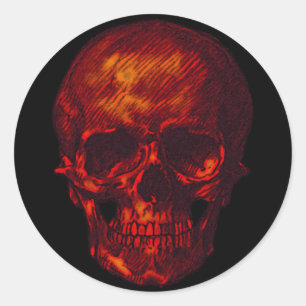 Sticker Rond Crâne rouge