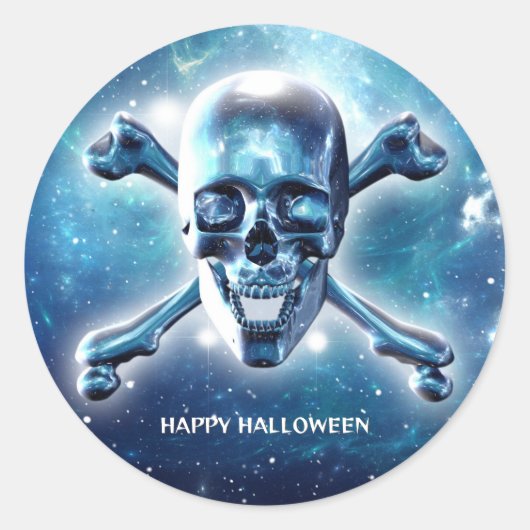 Sticker Rond Crâne spatial. Personnalisé (Devant)