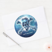 Sticker Rond Crâne spatial. Personnalisé (Enveloppe)