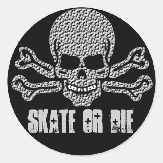 Sticker Rond crâne texturé et os croisés (Devant)