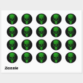 Sticker Rond Crâne vert avec Arrière - plan noir (Feuille)