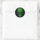 Sticker Rond Crâne vert avec Arrière - plan noir (Sac)