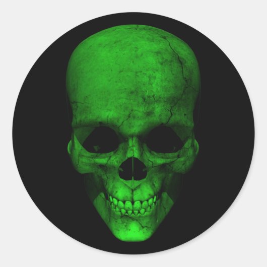 Sticker Rond Crâne vert avec Arrière - plan noir (Devant)