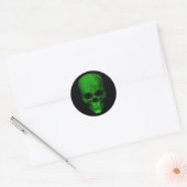 Sticker Rond Crâne vert avec Arrière - plan noir (Enveloppe)