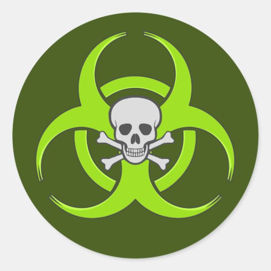 Sticker Rond Crâne vert biodangereux (Devant)