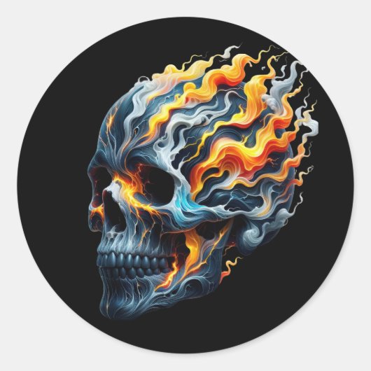 Sticker Rond Crâne Vortex de la flamme (Devant)