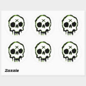 Sticker Rond Crâne Zombie (Feuille)