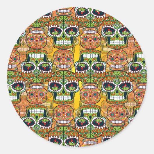 Sticker Rond Crânes à sucre (Devant)