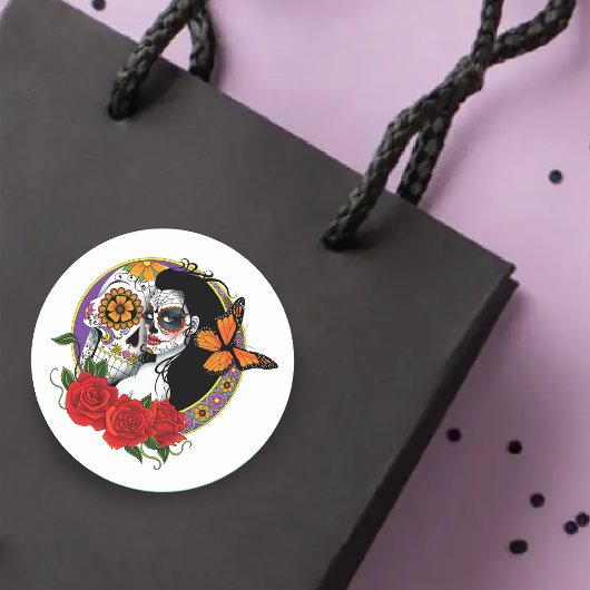 Sticker Rond Crânes à sucre Art Nouveau