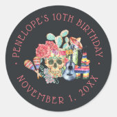 Sticker Rond Crânes à sucre Día de los Muertos Anniversaire (Devant)