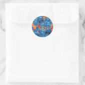 Sticker Rond Crânes bleus et oranges (Sac)