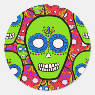 Sticker Rond Crânes de sucre de Calaveras