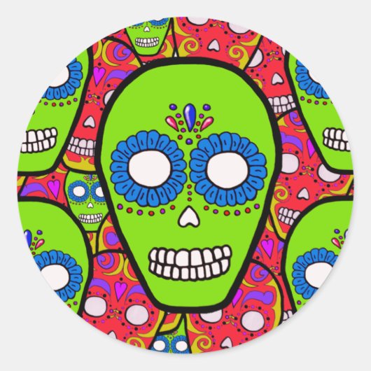 Sticker Rond Crânes de sucre de Calaveras (Devant)