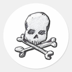 Sticker Rond Crânes et os croisés