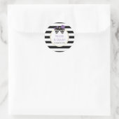 Sticker Rond Crânes et rayures violet mariage d'Halloween (Sac)