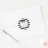 Sticker Rond Crânes et rayures violet mariage d'Halloween (Enveloppe)