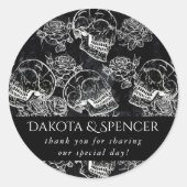 Sticker Rond Crânes et Roses de Craie | Glamour Gothique Merci (Devant)