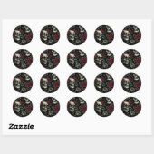 Sticker Rond Crânes et roses rouges Floral gothique (Feuille)