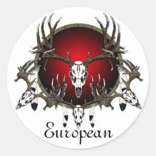 Sticker Rond Crânes européens de cerfs communs