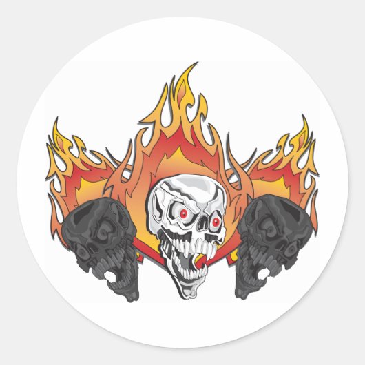 Sticker Rond Crânes flamboyants (Devant)