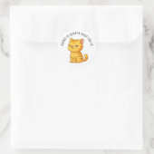 Sticker Rond Cranky Orange Tabby Cat Custom Text (Sac)