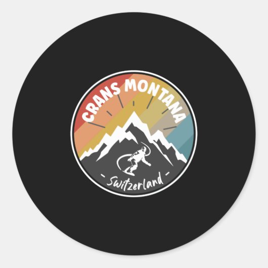 Sticker Rond Crans de snowboard Montana Suisse (Devant)