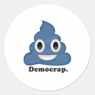Sticker Rond Crap Démocrate Caca Bleu -