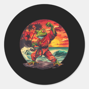 Sticker Rond Crapaud de karaté Judo Mma Sunset Kickboxing Taekw