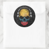 Sticker Rond Cratché Dj Colombien crâne avec casque (Sac)