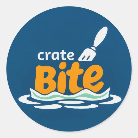 Sticker Rond CrateBite : Plongez dans la Fraîcheur (Devant)