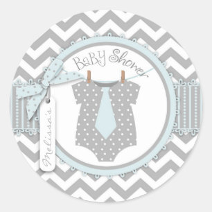 Sticker Rond Cravate bébé garçon Chevron Imprimer Baby shower