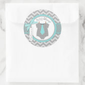 Sticker Rond Cravate bébé garçon Chevron Imprimer Baby shower (Sac)