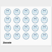 Sticker Rond Cravate Bleue Cute Baby shower Petit Homme Merci (Feuille)